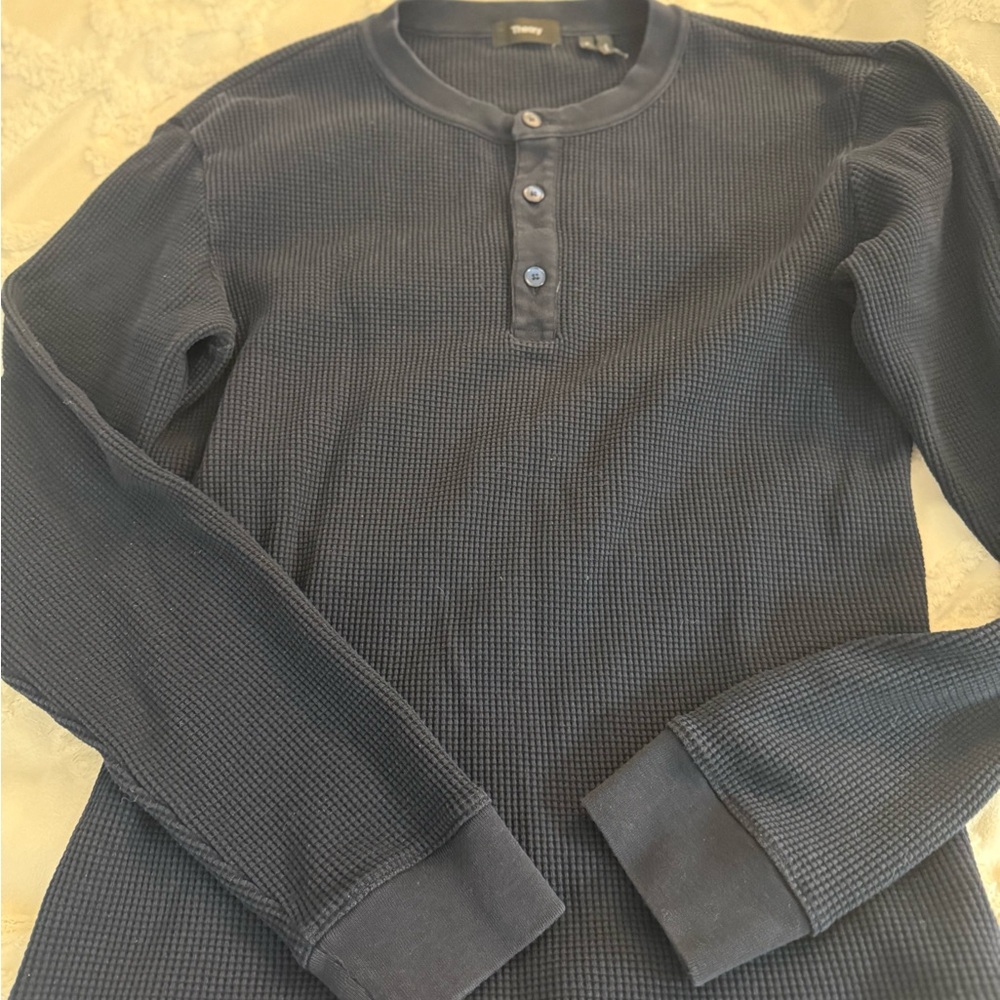Theory Dark Blue Long Sleeve Henley